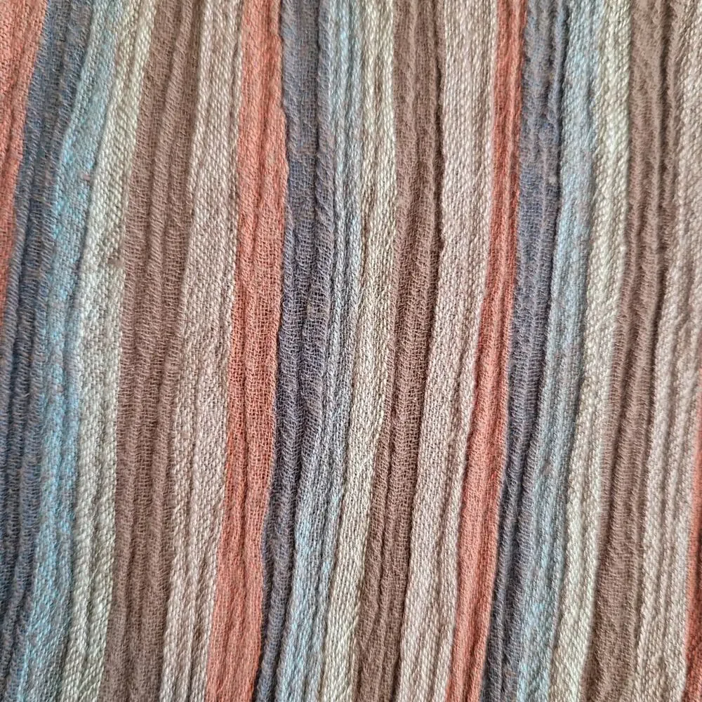 Pact Pants Woman Large Brown Striped Organic Cotton Cropped Gauze Boho - Picture 4 of 15